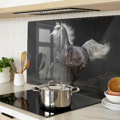 Tagliere in vetro temperato con stampa di cavallo pezzato in corsa