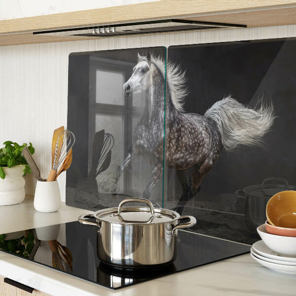 Tagliere in vetro temperato con stampa di cavallo pezzato in corsa