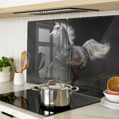 Tagliere in vetro temperato con stampa di cavallo pezzato in corsa