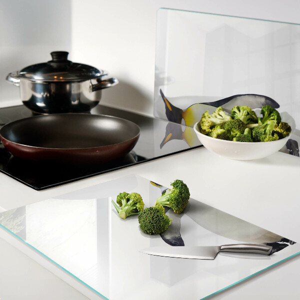 Tagliere in vetro con stampa di un pinguino sul ghiaccio