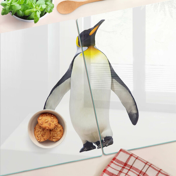 Tagliere in vetro con stampa di un pinguino sul ghiaccio