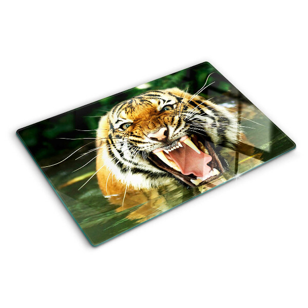 Tagliere in vetro temperato Tigre in attacco