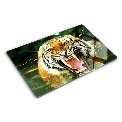 Tagliere in vetro temperato Tigre in attacco