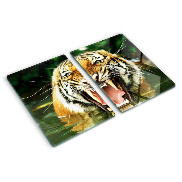 Tagliere in vetro temperato Tigre in attacco