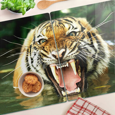 Tagliere in vetro temperato Tigre in attacco