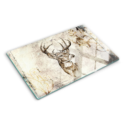 Tagliere in vetro con stampa di un cervo con corna