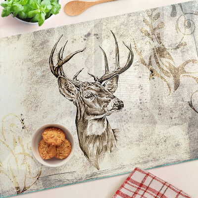 Tagliere in vetro con stampa di un cervo con corna