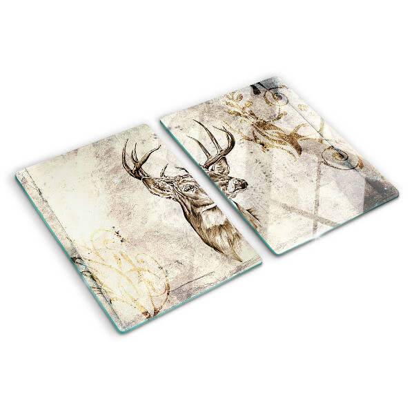Tagliere in vetro con stampa di un cervo con corna