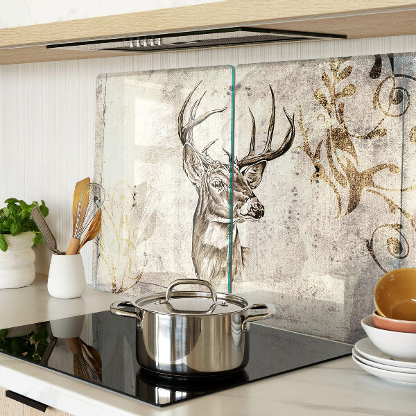 Tagliere in vetro con stampa di un cervo con corna