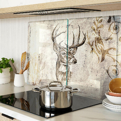 Tagliere in vetro con stampa di un cervo con corna