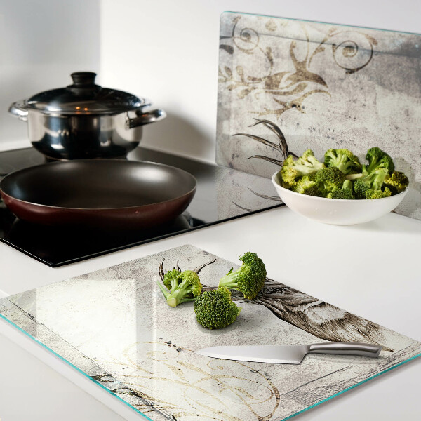 Tagliere in vetro con stampa di un cervo con corna