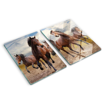 Tagliere in vetro temperato con stampa di cavalli che corrono al pascolo
