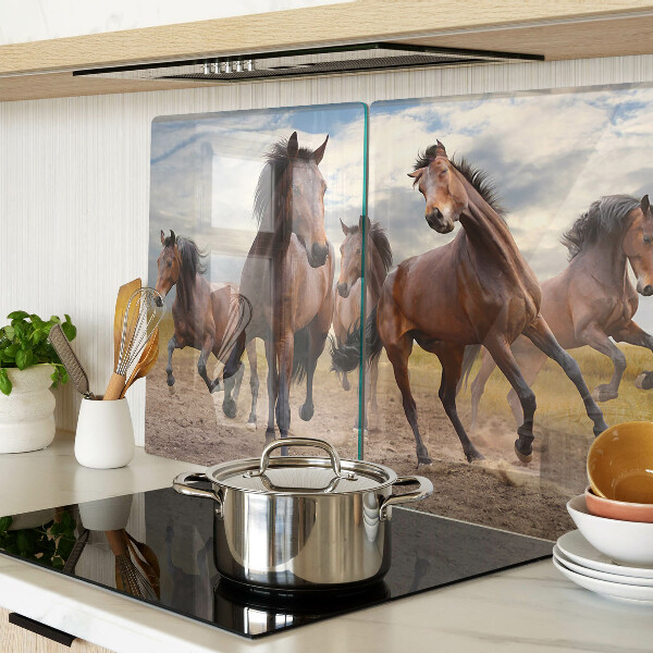 Tagliere in vetro temperato con stampa di cavalli che corrono al pascolo