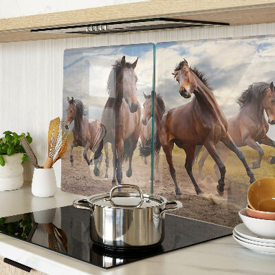 Tagliere in vetro temperato con stampa di cavalli che corrono al pascolo