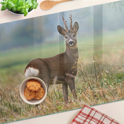 Tagliere in vetro temperato con stampa raffigurante un capriolo nel suo ambiente naturale