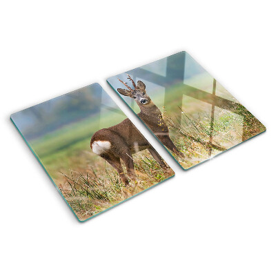 Tagliere in vetro temperato con stampa raffigurante un capriolo nel suo ambiente naturale
