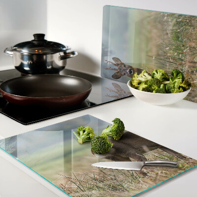 Tagliere in vetro temperato con stampa raffigurante un capriolo nel suo ambiente naturale