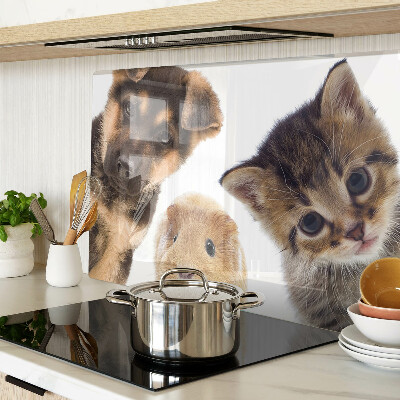 Tagliere in vetro temperato con motivo con cani, gatti e conigli