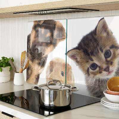 Tagliere in vetro temperato con motivo con cani, gatti e conigli