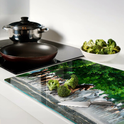 Tagliere in vetro temperato con stampa di cavalli al galoppo in ambientazione naturale