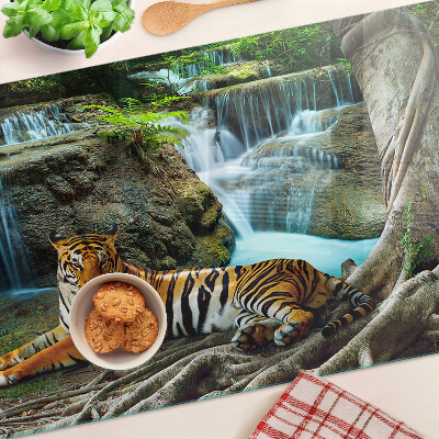 Tagliere in vetro temperato con stampa di una tigre nel suo ambiente naturale