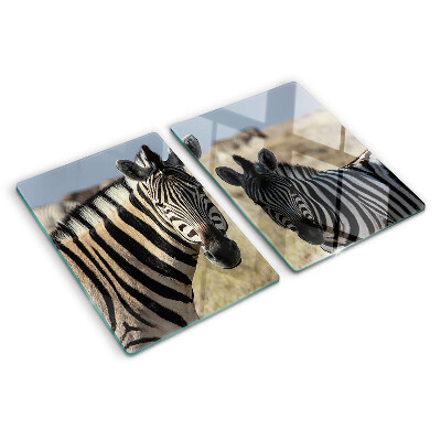 Tagliere in vetro temperato con stampa raffigurante zebre nel loro ambiente naturale