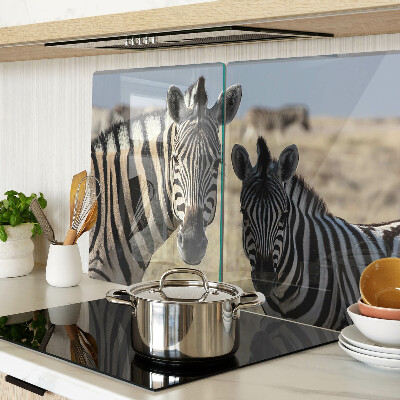 Tagliere in vetro temperato con stampa raffigurante zebre nel loro ambiente naturale