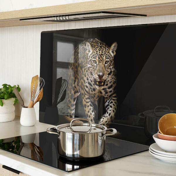 Tagliere in vetro con motivo leopardo in movimento