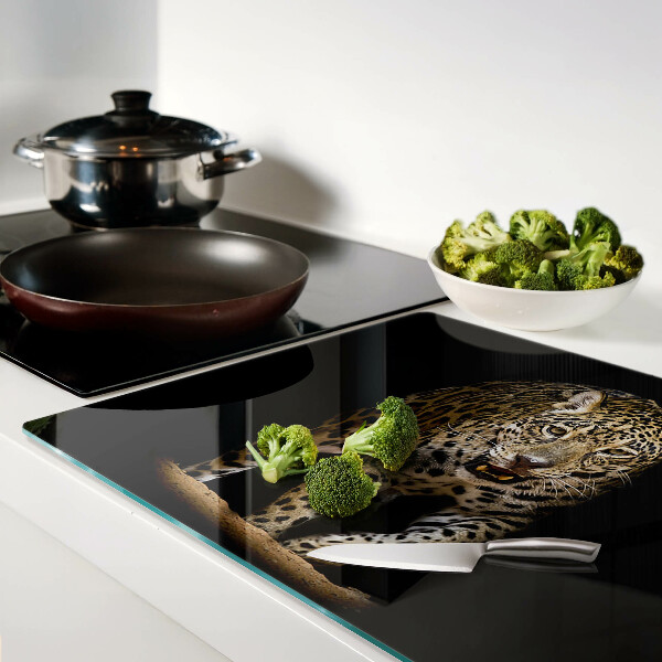 Tagliere in vetro con motivo leopardo in movimento