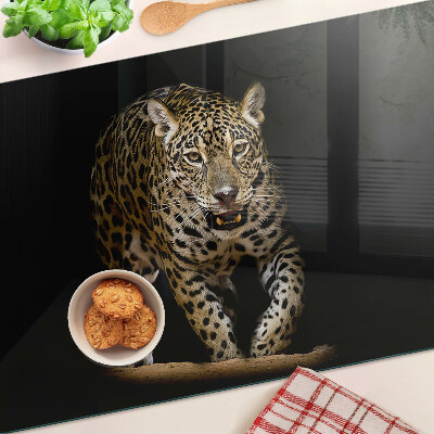 Tagliere in vetro con motivo leopardo in movimento