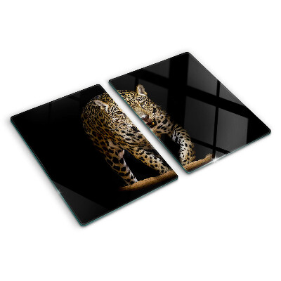 Tagliere in vetro con motivo leopardo in movimento
