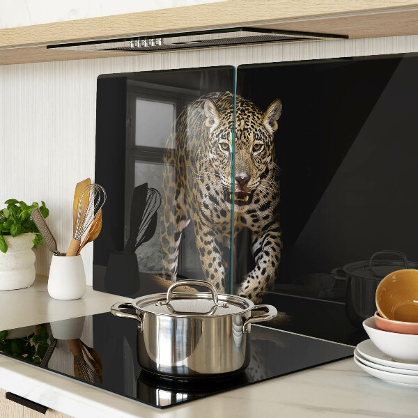 Tagliere in vetro con motivo leopardo in movimento