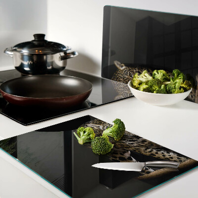 Tagliere in vetro con motivo leopardo in movimento