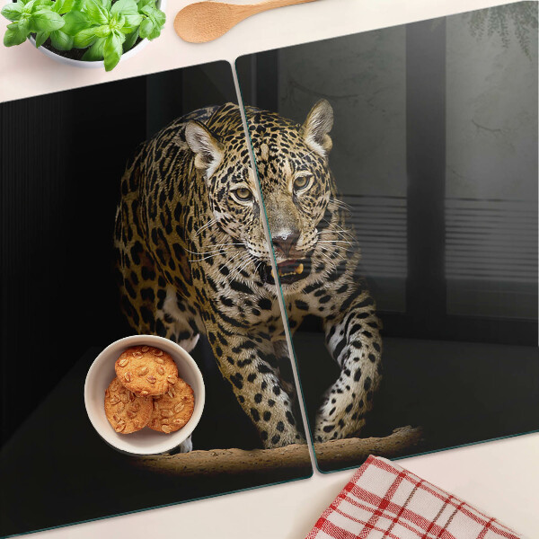 Tagliere in vetro con motivo leopardo in movimento