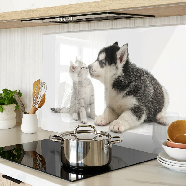 Tagliere in vetro temperato Gattino e cucciolo in amicizia