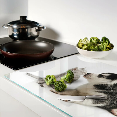 Tagliere in vetro temperato con stampa raffigurante un gattino e un cucciolo che giocano insieme