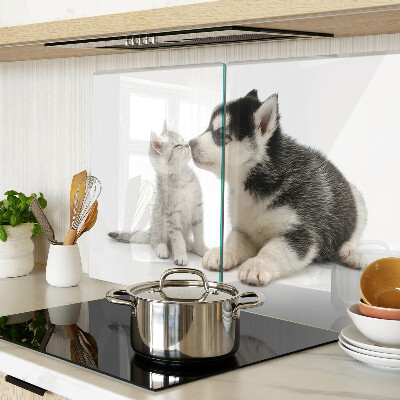 Tagliere in vetro temperato Gattino e cucciolo in amicizia