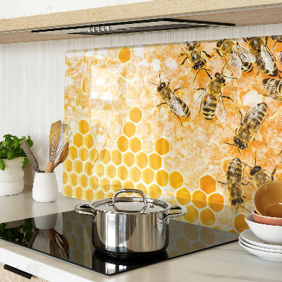 Tagliere in vetro temperato con motivo a alveari e api