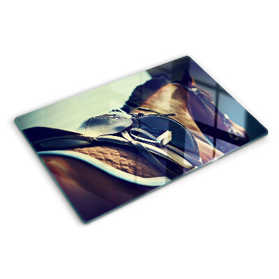 Tagliere in vetro con motivo cavalli, adatto per accessori e attrezzatura per l'equitazione