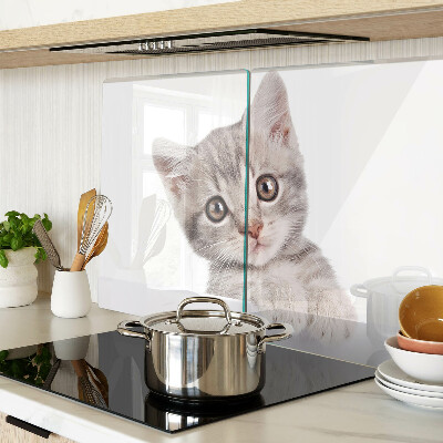 Tagliere in vetro con stampa di un gattino dagli occhi grandi