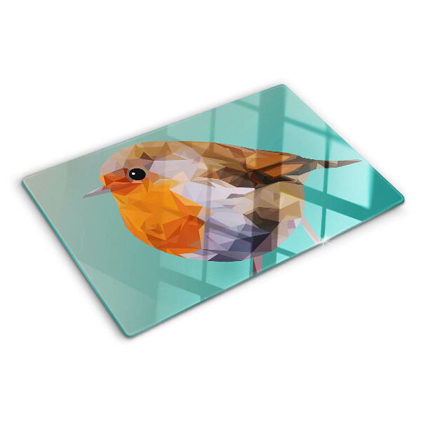 Tagliere in vetro temperato con decorazione a uccello in stile low poly