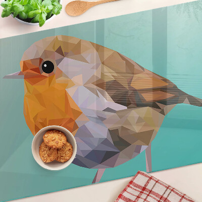 Tagliere in vetro temperato con decorazione a uccello in stile low poly