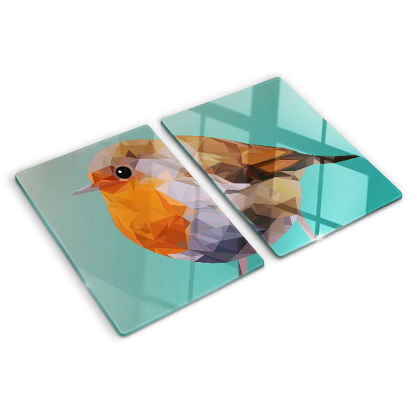 Tagliere in vetro temperato con decorazione a uccello in stile low poly