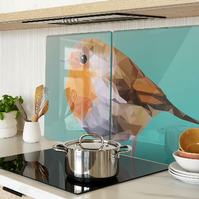 Tagliere in vetro temperato con decorazione a uccello in stile low poly