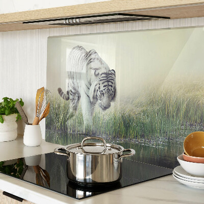 Tagliere in vetro temperato con stampa della tigre nell'erba