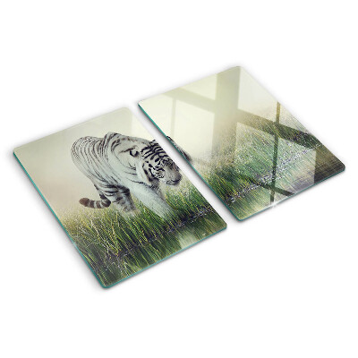 Tagliere in vetro temperato con stampa della tigre nell'erba