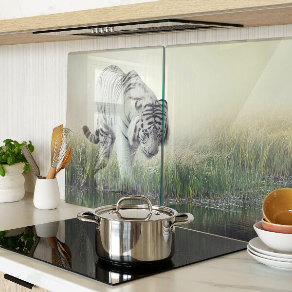 Tagliere in vetro temperato con stampa della tigre nell'erba
