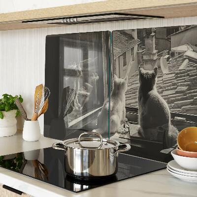 Tagliere in vetro temperato Gatti alla finestra