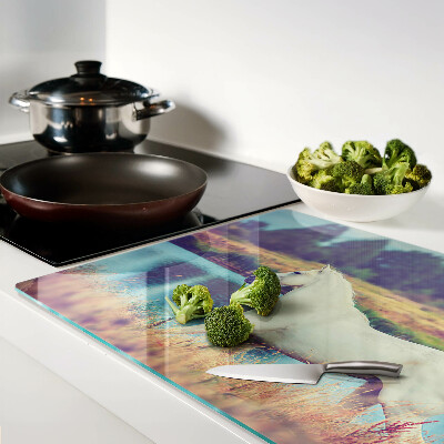 Tagliere in vetro temperato con stampa di un cavallo bianco sull'acqua