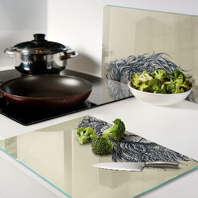 Tagliere in vetro con stampa del leone con gli occhiali